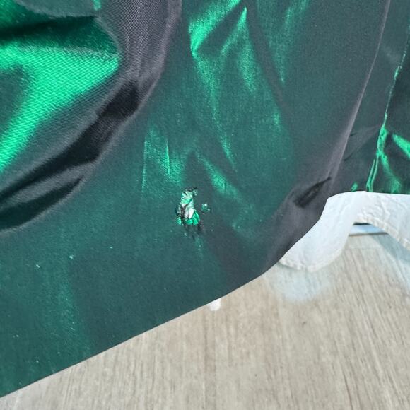 Vintage 1970s Renaissance Green Velvet Taffeta Victorian Maxi Dress Talon XS/S - Picture 7 of 11